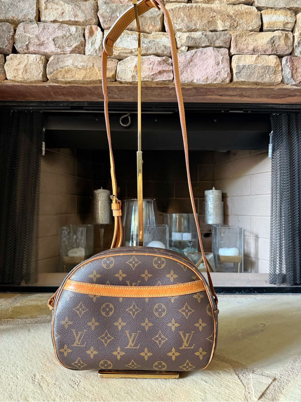 Louis Vuitton Blois Brown Monogram Crossbody with Tan Trim